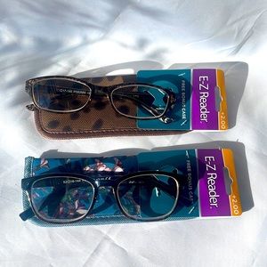 Bundle of 2 reading glasses +2.0 with case